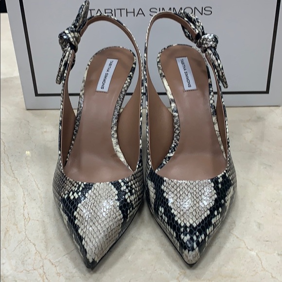 TABITHA SIMMONS GORGEOUS PYTHON SLINGBACK HEELS WITH SIDE BOW DETAIL SIZE 8.5 - Picture 13 of 13